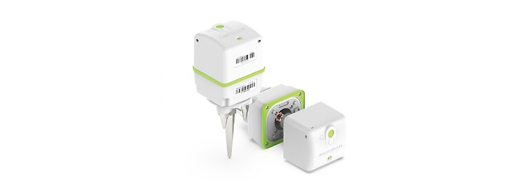Fig.1. Image of the IGU-16HR 3C sensor/node which shows the unit fully assembled ready for field use and another which has the battery and node itself disconnected for reference (Image courteously provided by Smartsolo)