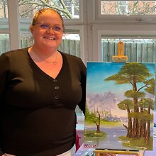 Beccie Breeds - Picture shows Beccies take on Bob Ross painting Cypress Swamp